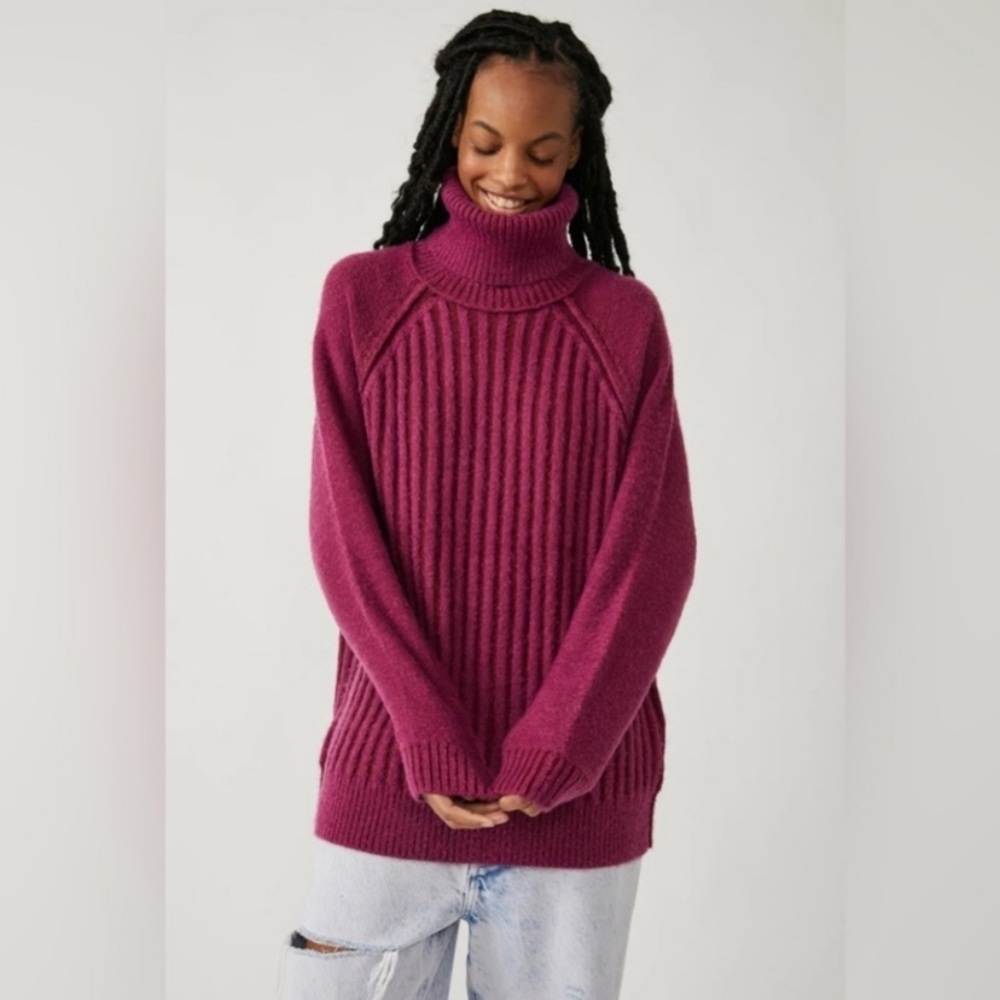 NWOT | Free People | Big City | Turtleneck Sweater | Mulberry | S
